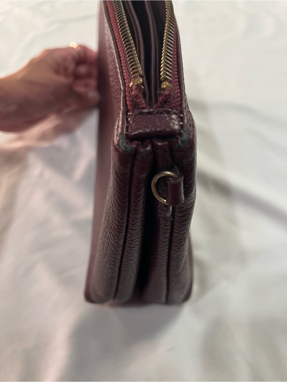 Freshly Picked Maroon Pebbled Leather Zip Clutch - Picture 5 of 7